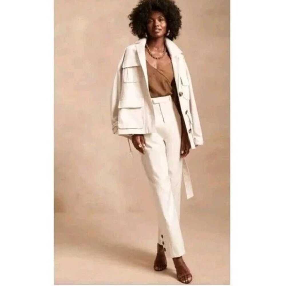 NWT Banana Republic‎ Harbison Safari Suit Jacket Pants Transition Cream 4 Small